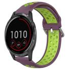 For Garmin Vivoactive4 22mm Perforated Breathable Sports Silicone Watch Band(Purple+Lime) - 1