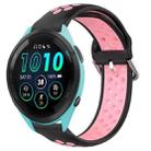 For Garmin Forerunner 265 Music 22mm Perforated Breathable Sports Silicone Watch Band(Black+Pink) - 1