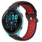 For Garmin Forerunner 265 Music 22mm Perforated Breathable Sports Silicone Watch Band(Black+ Red) - 1