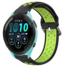 For Garmin Forerunner 265 Music 22mm Perforated Breathable Sports Silicone Watch Band(Black+ Lime) - 1