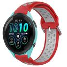 For Garmin Forerunner 265 Music 22mm Perforated Breathable Sports Silicone Watch Band(Red+Grey) - 1