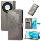 For Honor X9a Mandala Flower Embossed Leather Phone Case(Gray) - 1