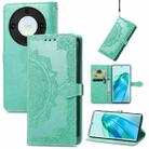 For Honor X9a Mandala Flower Embossed Leather Phone Case(Green) - 1