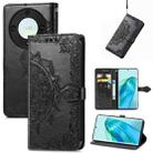For Honor X40 Mandala Flower Embossed Leather Phone Case(Black) - 1