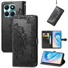 For Honor X6a Mandala Flower Embossed Leather Phone Case(Black) - 1