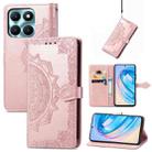 For Honor X6a Mandala Flower Embossed Leather Phone Case(Rose Gold) - 1