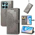 For Honor X6a Mandala Flower Embossed Leather Phone Case(Gray) - 1