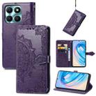 For Honor X6a Mandala Flower Embossed Leather Phone Case(Purple) - 1