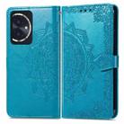 For Honor 100 Mandala Flower Embossed Leather Phone Case(Blue) - 1