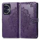 For Honor 100 Mandala Flower Embossed Leather Phone Case(Purple) - 1