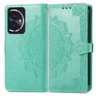 For Honor 100 Mandala Flower Embossed Leather Phone Case(Green) - 1