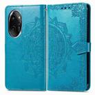 For Honor 100 Pro Mandala Flower Embossed Leather Phone Case(Blue) - 1