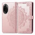 For Honor 100 Pro Mandala Flower Embossed Leather Phone Case(Rose Gold) - 1