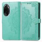 For Honor 100 Pro Mandala Flower Embossed Leather Phone Case(Green) - 1