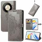 For Honor X9b Mandala Flower Embossed Leather Phone Case(Gray) - 1