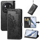 For Honor Magic6 Pro Mandala Flower Embossed Leather Phone Case(Black) - 1