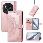 For Honor Magic6 Pro Mandala Flower Embossed Leather Phone Case(Rose Gold) - 1