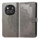 For Honor Magic6 Mandala Flower Embossed Leather Phone Case(Gray) - 1