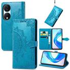 For Honor X7b Mandala Flower Embossed Leather Phone Case(Blue) - 1