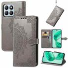 For Honor X8b Mandala Flower Embossed Leather Phone Case(Gray) - 1