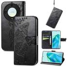 For Honor Magic5 Lite Butterfly Love Flower Embossed Leather Phone Case(Black) - 1