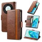 For Honor Magic5 Lite CaseNeo Splicing Dual Magnetic Buckle Leather Phone Case(Dark Brown) - 1