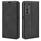 For Motorola Moto Edge 2022 Retro-skin  Magnetic Suction Leather Phone Case(Black) - 1
