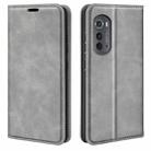 For Motorola Moto Edge 2022 Retro-skin  Magnetic Suction Leather Phone Case(Grey) - 1