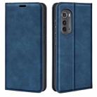 For Motorola Moto Edge 2022 Retro-skin  Magnetic Suction Leather Phone Case(Dark Blue) - 1