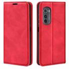 For Motorola Moto Edge 2022 Retro-skin  Magnetic Suction Leather Phone Case(Red) - 1