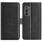 For Motorola Moto Edge 2022 Dual-side Magnetic Buckle Horizontal Flip Leather Phone Case(Black) - 1