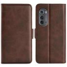 For Motorola Moto Edge 2022 Dual-side Magnetic Buckle Horizontal Flip Leather Phone Case(Brown) - 1