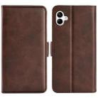 For Samsung Galaxy A04 Dual-side Magnetic Buckle Horizontal Flip Leather Phone Case(Brown) - 1