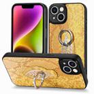 For iPhone 14 Pro Max Snakeskin Leather Back Cover Ring  Phone Case(Yellow) - 1