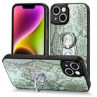 For iPhone 13 Pro Max Snakeskin Leather Back Cover Ring  Phone Case(Green) - 1