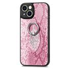 For iPhone X / XS Snakeskin Leather Back Cover Ring  Phone Case(Pink) - 2