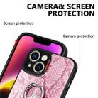 For iPhone X / XS Snakeskin Leather Back Cover Ring  Phone Case(Pink) - 5