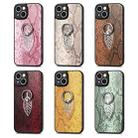 For iPhone X / XS Snakeskin Leather Back Cover Ring  Phone Case(Pink) - 7