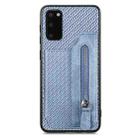 For Samsung Galaxy S20 Carbon Fiber Horizontal Flip Zipper Wallet Phone Case(Blue) - 1