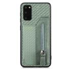 For Samsung Galaxy S20+ Carbon Fiber Horizontal Flip Zipper Wallet Phone Case(Green) - 1