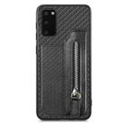 For Samsung Galaxy S20 Ultra Carbon Fiber Horizontal Flip Zipper Wallet Phone Case(Black) - 1