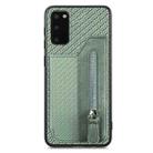 For Samsung Galaxy S20 Ultra Carbon Fiber Horizontal Flip Zipper Wallet Phone Case(Green) - 1