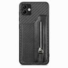 For Samsung Galaxy A04 4G Carbon Fiber Horizontal Flip Zipper Wallet Phone Case(Black) - 1