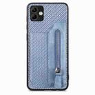 For Samsung Galaxy A04 4G Carbon Fiber Horizontal Flip Zipper Wallet Phone Case(Blue) - 1