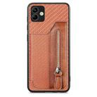 For Samsung Galaxy A04 4G Carbon Fiber Horizontal Flip Zipper Wallet Phone Case(Brown) - 1