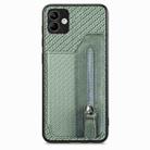 For Samsung Galaxy A04 4G Carbon Fiber Horizontal Flip Zipper Wallet Phone Case(Green) - 1