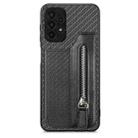 For Samsung Galaxy A13 4G Carbon Fiber Horizontal Flip Zipper Wallet Phone Case(Black) - 1