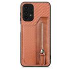 For Samsung Galaxy A13 4G Carbon Fiber Horizontal Flip Zipper Wallet Phone Case(Brown) - 1