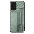 For Samsung Galaxy A13 4G Carbon Fiber Horizontal Flip Zipper Wallet Phone Case(Green) - 1