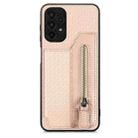 For Samsung Galaxy A13 4G Carbon Fiber Horizontal Flip Zipper Wallet Phone Case(Khaki) - 1